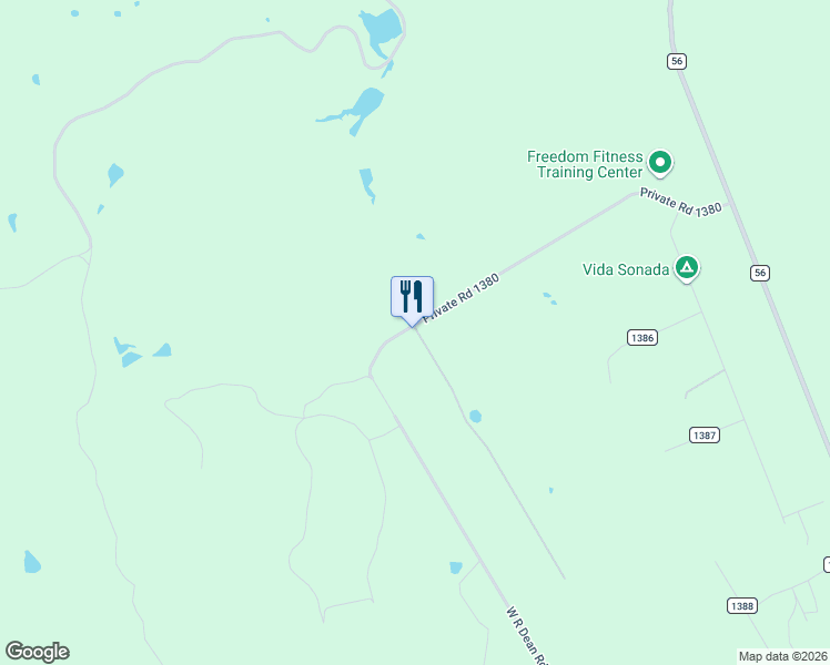 map of restaurants, bars, coffee shops, grocery stores, and more near 174 Private Road 1381 in Meridian