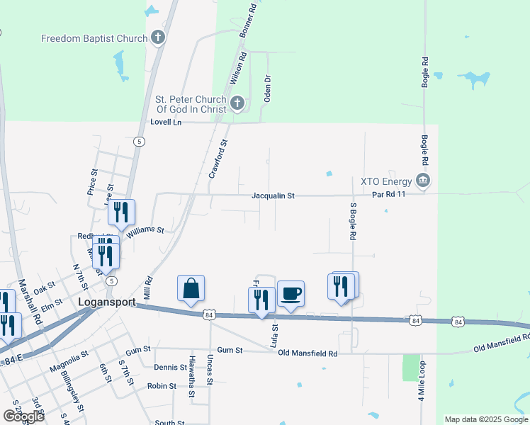 map of restaurants, bars, coffee shops, grocery stores, and more near 700-702 Tower Street in Logansport
