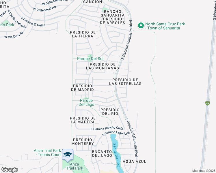 map of restaurants, bars, coffee shops, grocery stores, and more near 282 East Placita Nubes De Agua in Sahuarita