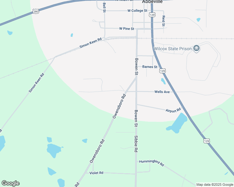 map of restaurants, bars, coffee shops, grocery stores, and more near 126 Wilson Road in Abbeville