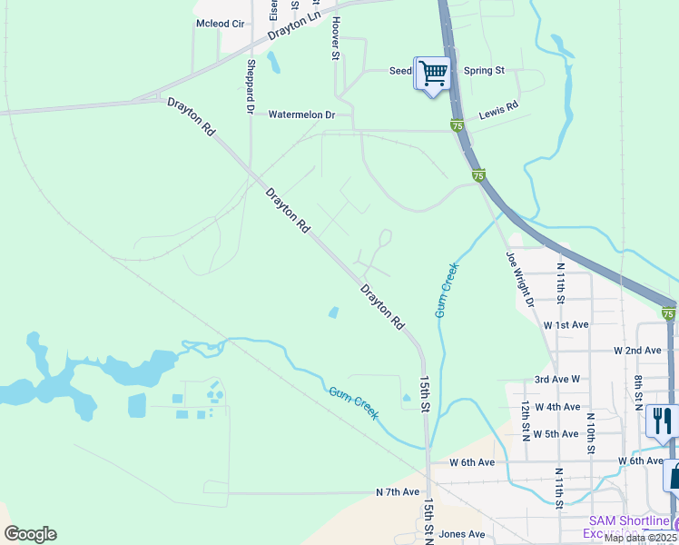 map of restaurants, bars, coffee shops, grocery stores, and more near 1113 Drayton Road in Cordele