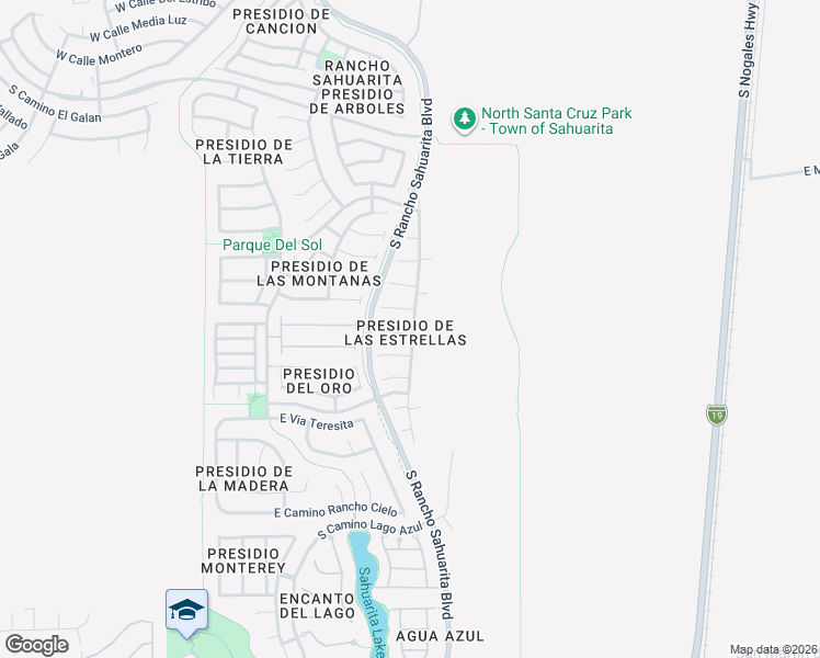 map of restaurants, bars, coffee shops, grocery stores, and more near 14795 South Avenida CUCUANA in Sahuarita