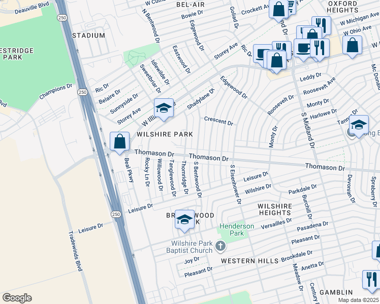 map of restaurants, bars, coffee shops, grocery stores, and more near 4904 Thomason Drive in Midland