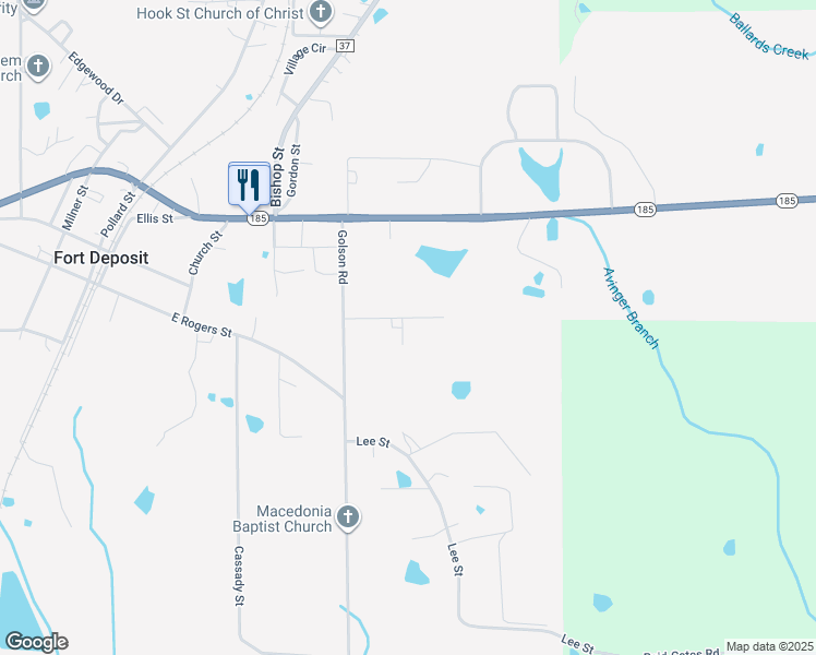 map of restaurants, bars, coffee shops, grocery stores, and more near 414 Edwards Street in Fort Deposit