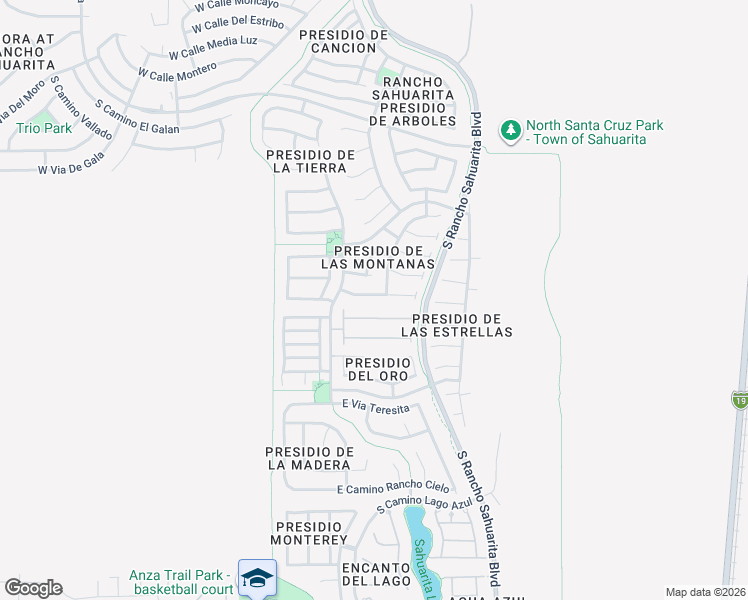 map of restaurants, bars, coffee shops, grocery stores, and more near 194 East Mountain Alder Street in Sahuarita