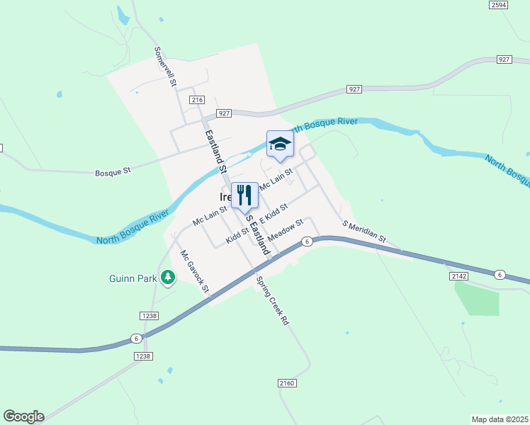 map of restaurants, bars, coffee shops, grocery stores, and more near 201 West Kidd in Iredell