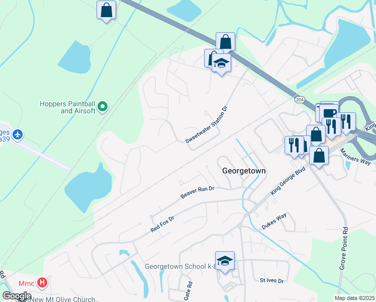 map of restaurants, bars, coffee shops, grocery stores, and more near 139 Iron Horse Spur in Savannah