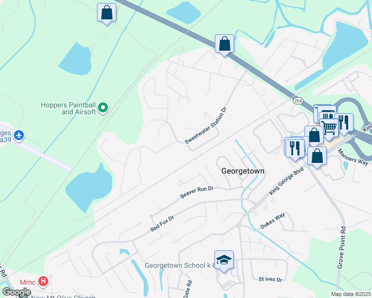 map of restaurants, bars, coffee shops, grocery stores, and more near 139 Iron Horse Spur in Savannah