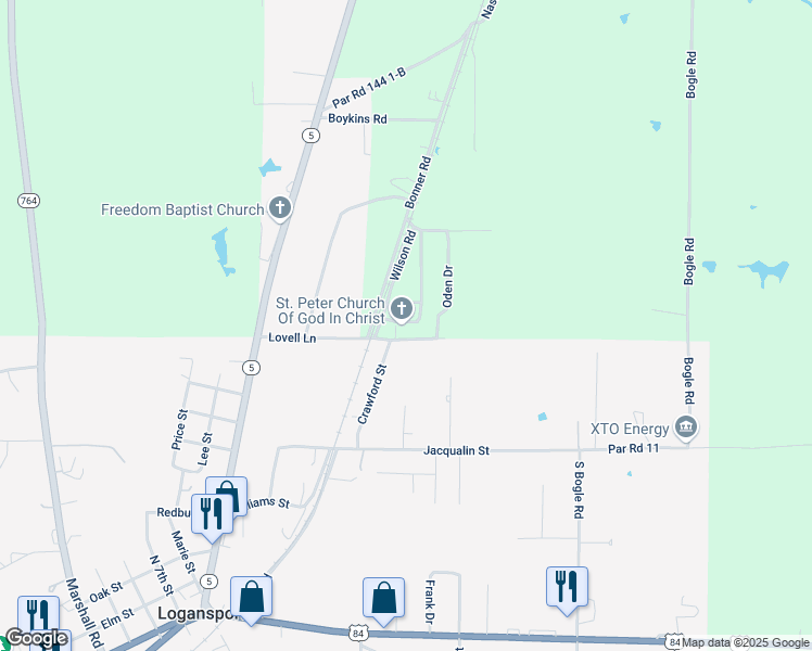 map of restaurants, bars, coffee shops, grocery stores, and more near 1007 Crawford Street in Logansport