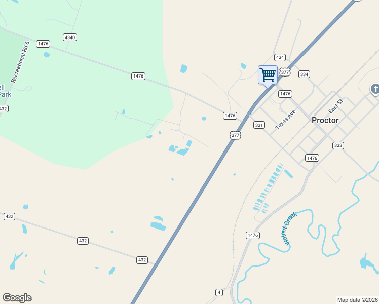 map of restaurants, bars, coffee shops, grocery stores, and more near in Proctor