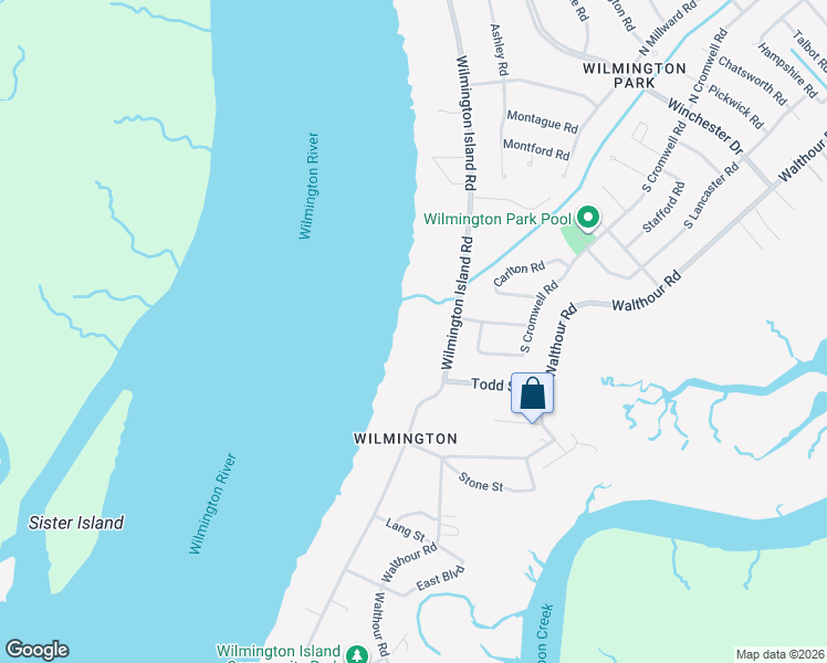 map of restaurants, bars, coffee shops, grocery stores, and more near 1316 Wilmington Island Road in Savannah