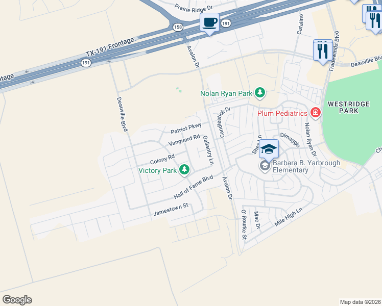 map of restaurants, bars, coffee shops, grocery stores, and more near 902 Founders Road in Midland