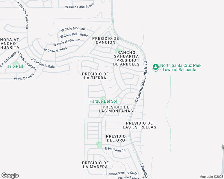 map of restaurants, bars, coffee shops, grocery stores, and more near 134 East Corte Rancho Dorada in Sahuarita