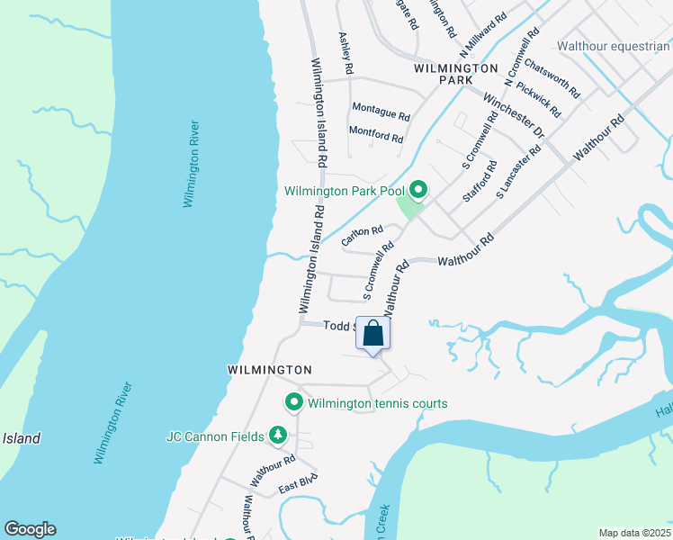 map of restaurants, bars, coffee shops, grocery stores, and more near 106 Biltmore Road in Savannah