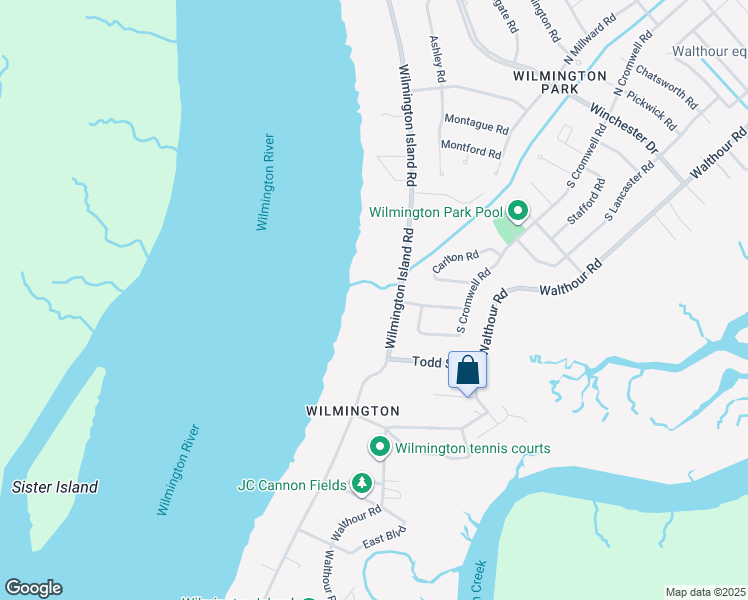 map of restaurants, bars, coffee shops, grocery stores, and more near 1316 Wilmington Island Road in Savannah