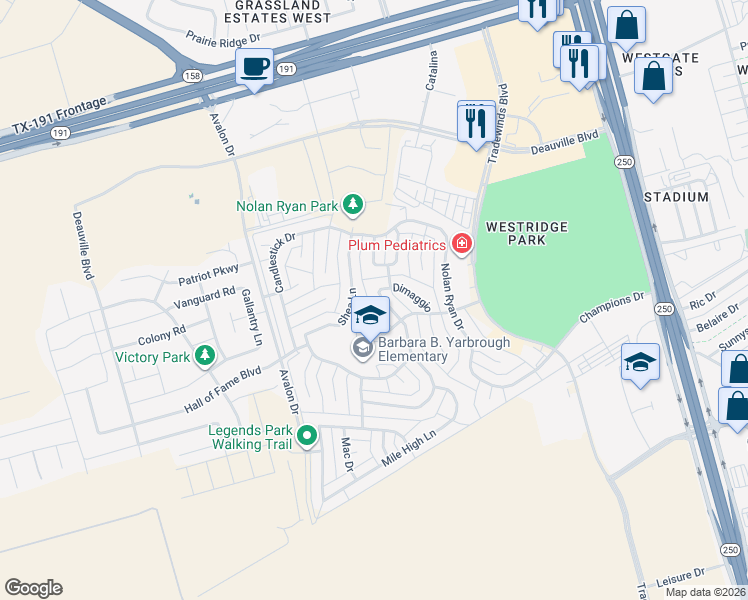 map of restaurants, bars, coffee shops, grocery stores, and more near 705 Wagner Street in Midland