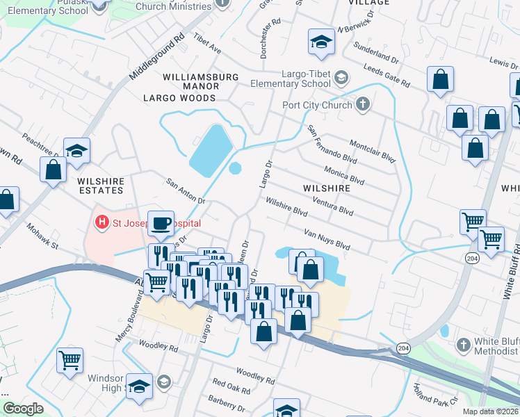 map of restaurants, bars, coffee shops, grocery stores, and more near 209 Van Nuys Boulevard in Savannah
