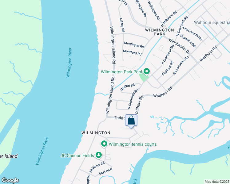 map of restaurants, bars, coffee shops, grocery stores, and more near 106 Biltmore Road in Savannah