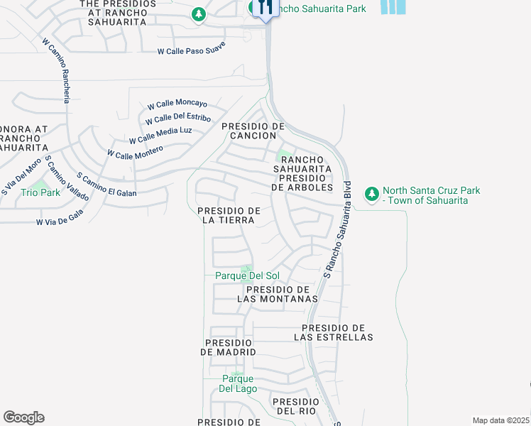 map of restaurants, bars, coffee shops, grocery stores, and more near 136 East Corte Rancho Colina in Sahuarita