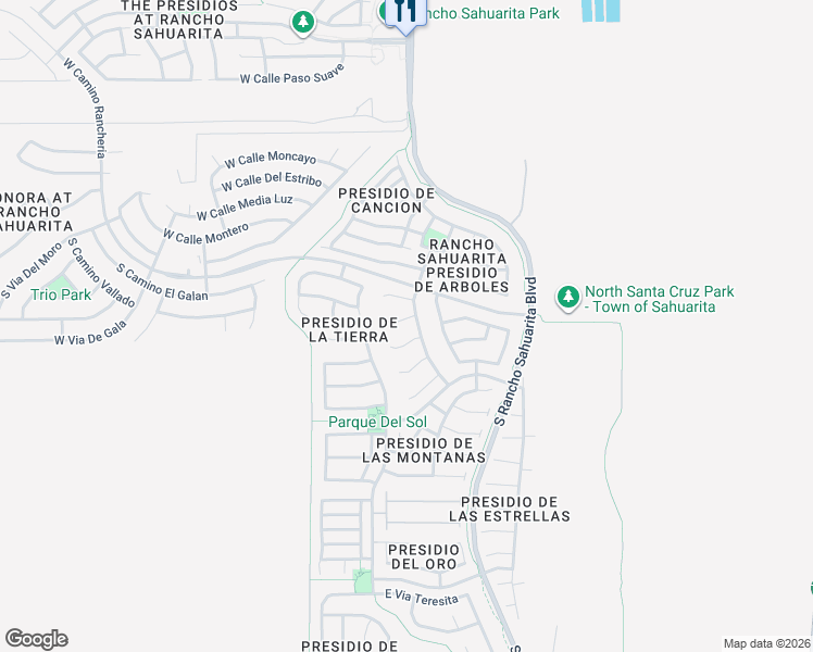 map of restaurants, bars, coffee shops, grocery stores, and more near 136 East Corte Rancho Colina in Sahuarita