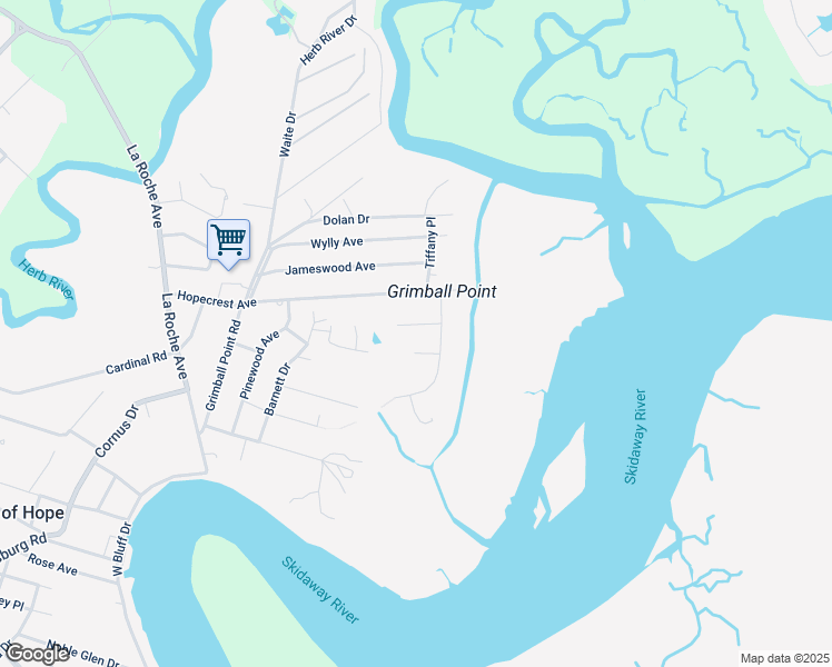 map of restaurants, bars, coffee shops, grocery stores, and more near 109 McIntosh Drive in Savannah