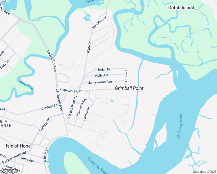 map of restaurants, bars, coffee shops, grocery stores, and more near 140 Hopecrest Avenue in Savannah