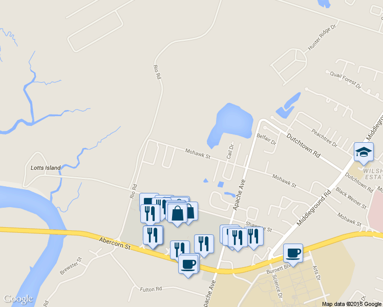 map of restaurants, bars, coffee shops, grocery stores, and more near 1147-1157 Mohawk Street in Savannah
