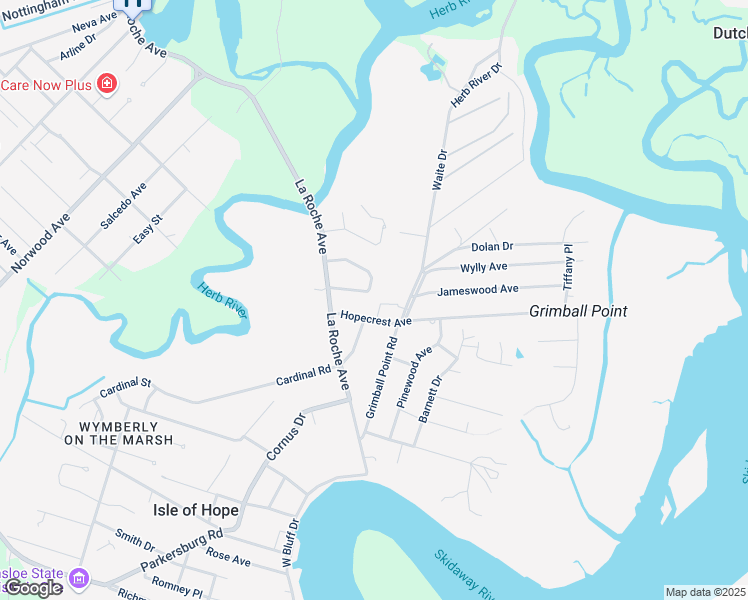 map of restaurants, bars, coffee shops, grocery stores, and more near 12 Hopecrest Avenue in Savannah