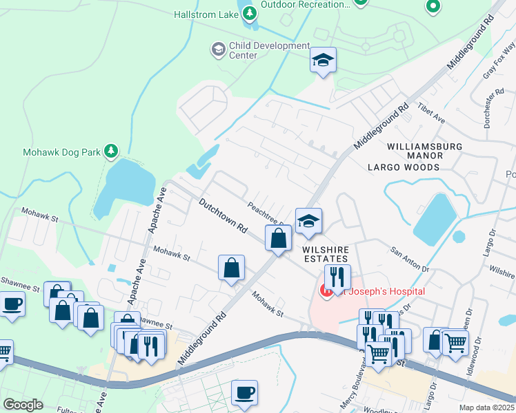 map of restaurants, bars, coffee shops, grocery stores, and more near 1 Flowering Peach Court in Savannah