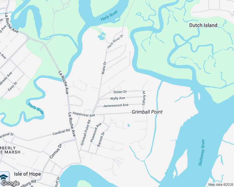 map of restaurants, bars, coffee shops, grocery stores, and more near 27 Dolan Drive in Savannah
