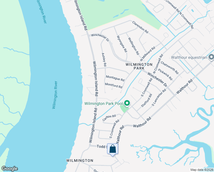 map of restaurants, bars, coffee shops, grocery stores, and more near 103 Montford Road in Savannah