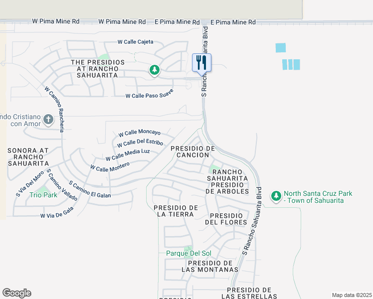 map of restaurants, bars, coffee shops, grocery stores, and more near 14210 South Avenida Zumba in Sahuarita