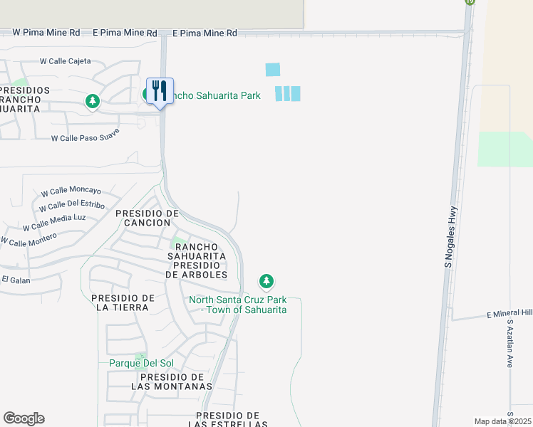 map of restaurants, bars, coffee shops, grocery stores, and more near 14311 Rancho Sahuarita Boulevard in Sahuarita