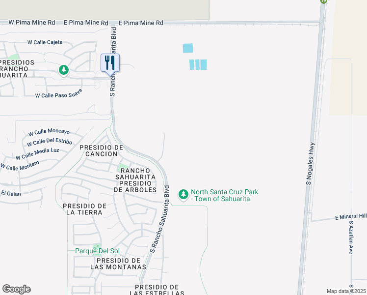 map of restaurants, bars, coffee shops, grocery stores, and more near 14311 Rancho Sahuarita Boulevard in Sahuarita