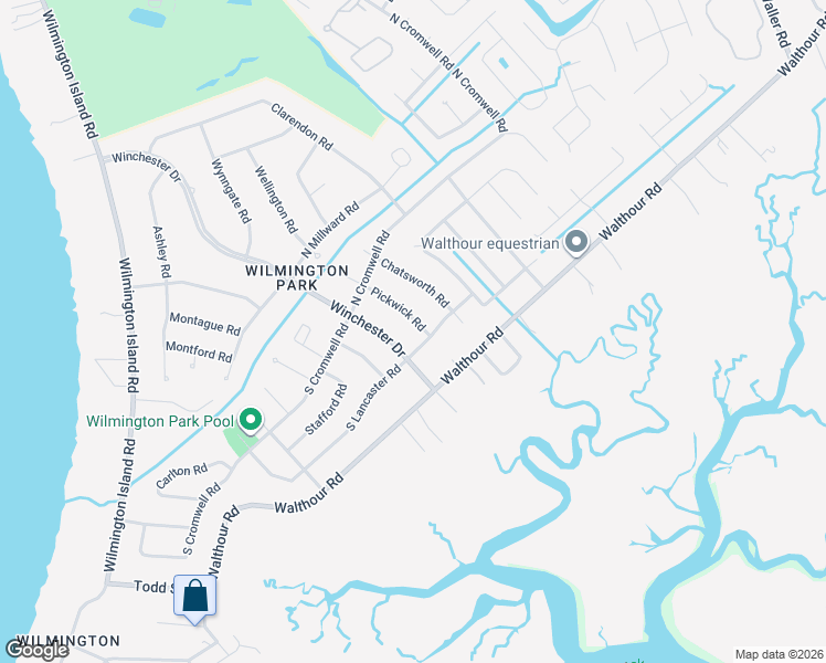 map of restaurants, bars, coffee shops, grocery stores, and more near 313 Pickwick Road in Savannah