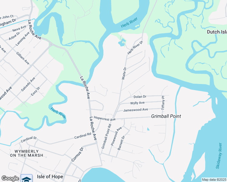 map of restaurants, bars, coffee shops, grocery stores, and more near 21 Raleigh Drive in Savannah