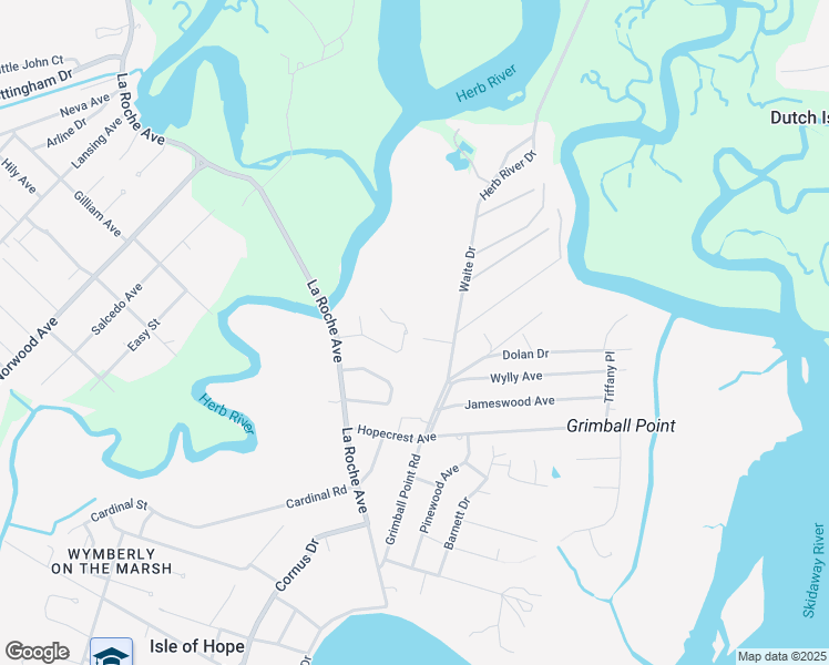 map of restaurants, bars, coffee shops, grocery stores, and more near 21 Raleigh Drive in Savannah