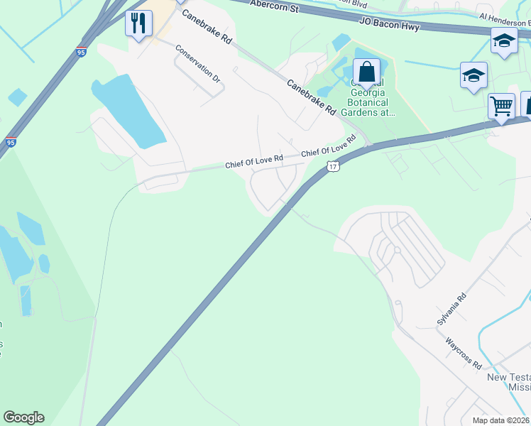 map of restaurants, bars, coffee shops, grocery stores, and more near in Savannah