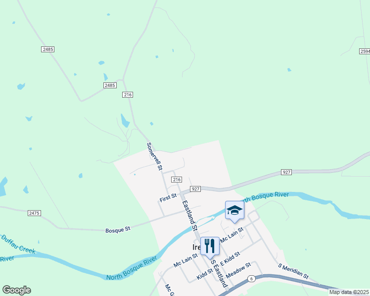 map of restaurants, bars, coffee shops, grocery stores, and more near 129 Private Road 2400 in Iredell