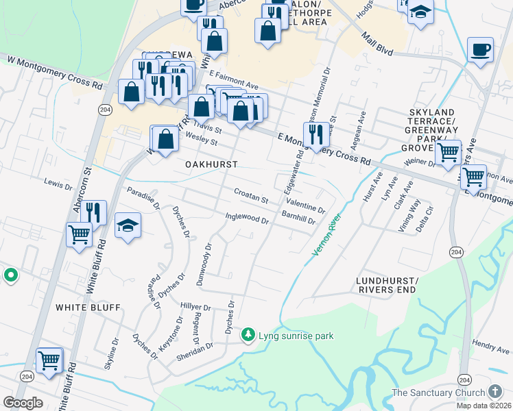 map of restaurants, bars, coffee shops, grocery stores, and more near 240 Croatan Street in Savannah