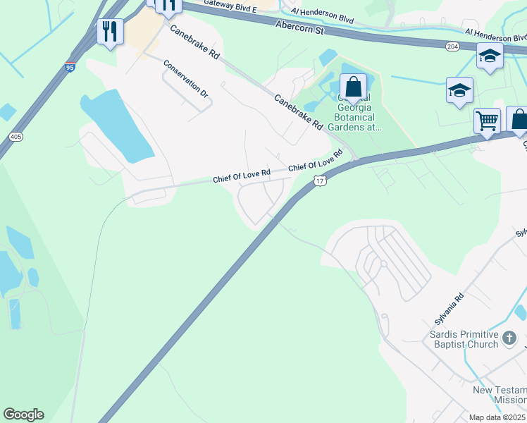 map of restaurants, bars, coffee shops, grocery stores, and more near 1000 Fords Pointe Circle in Savannah