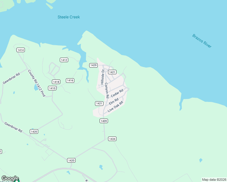 map of restaurants, bars, coffee shops, grocery stores, and more near 112 County Road 1424 in Bosque County