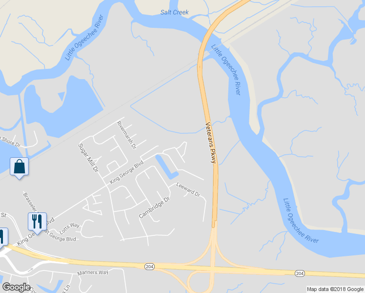 map of restaurants, bars, coffee shops, grocery stores, and more near 9 Bimini Drive in Savannah
