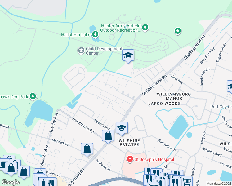 map of restaurants, bars, coffee shops, grocery stores, and more near 4 South Quail Crossing in Savannah