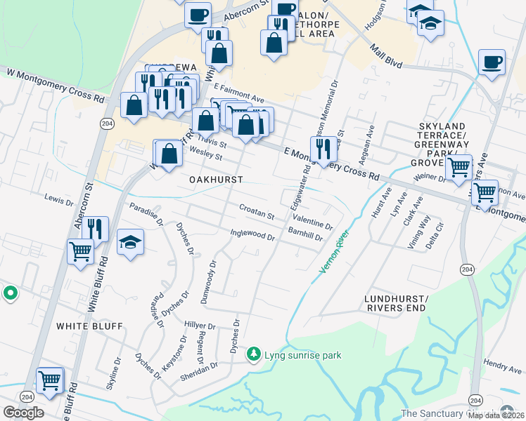map of restaurants, bars, coffee shops, grocery stores, and more near 240 Croatan Street in Savannah