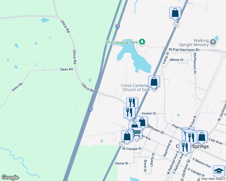 map of restaurants, bars, coffee shops, grocery stores, and more near 809 West Georgetown Street in Crystal Springs