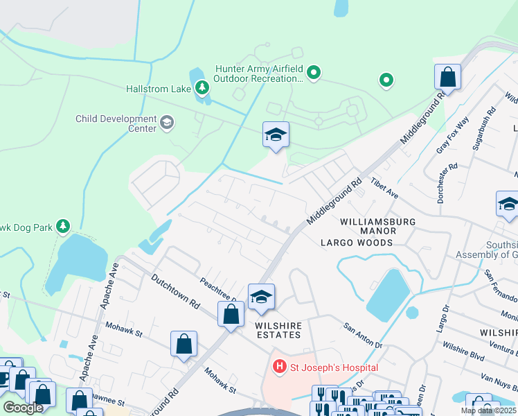 map of restaurants, bars, coffee shops, grocery stores, and more near 28 Quail Forest Drive in Savannah