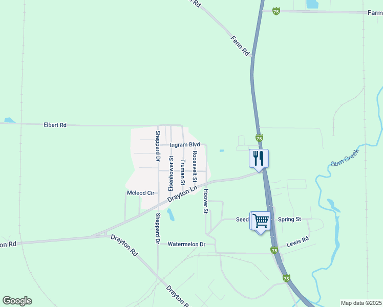 map of restaurants, bars, coffee shops, grocery stores, and more near 186 Ingram Boulevard in Cordele