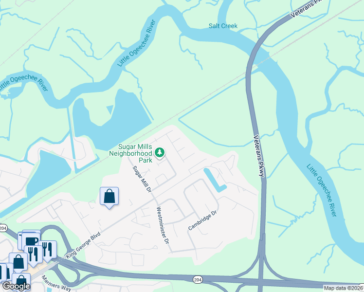 map of restaurants, bars, coffee shops, grocery stores, and more near 6 Rivermarsh Court in Savannah