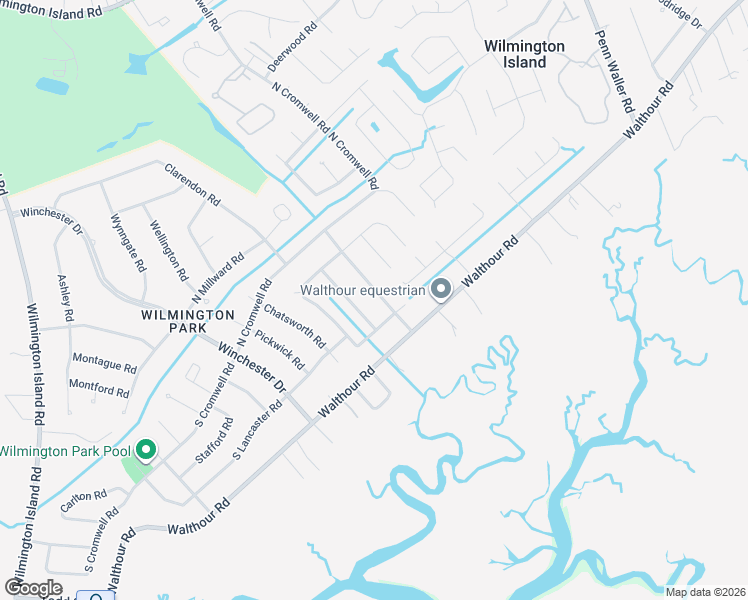 map of restaurants, bars, coffee shops, grocery stores, and more near 113 Steerforth Road in Savannah